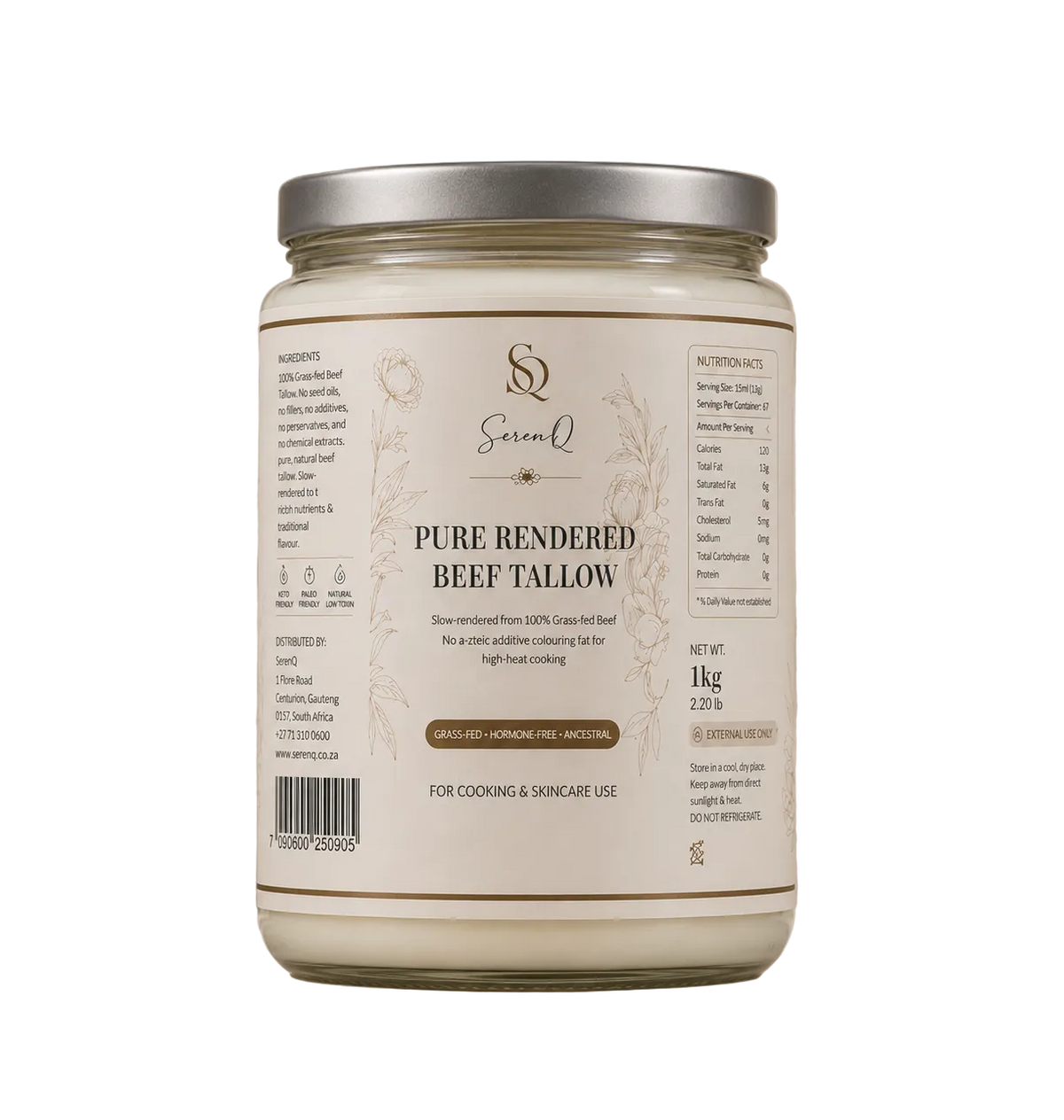SerenQ Pure Rendered Beef Tallow – Grass-Fed, Slow-Rendered
