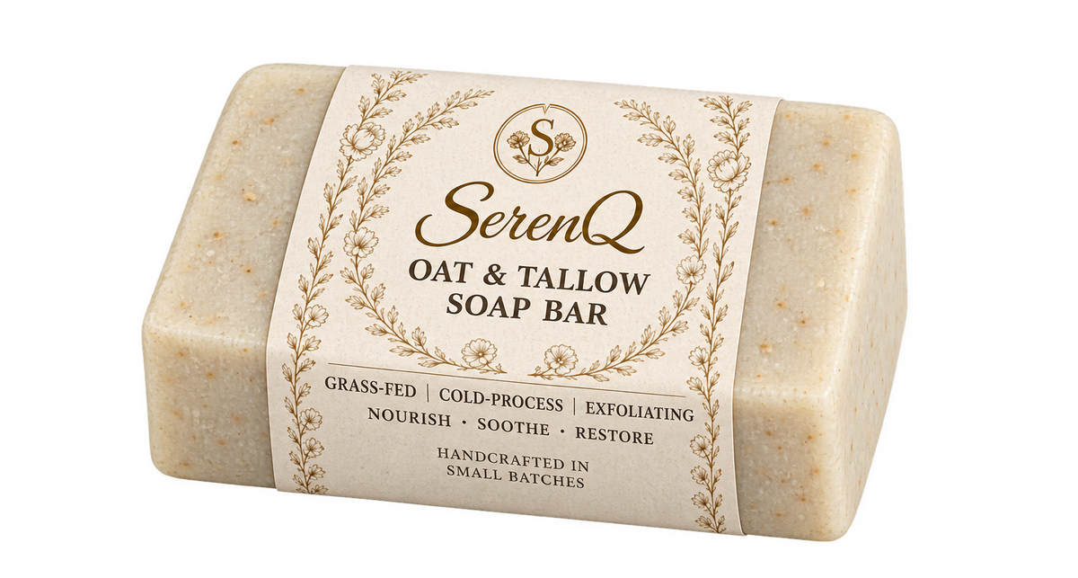 SerenQ Oat & Honey Soap Bar | Natural Handmade Soap | Set of 2