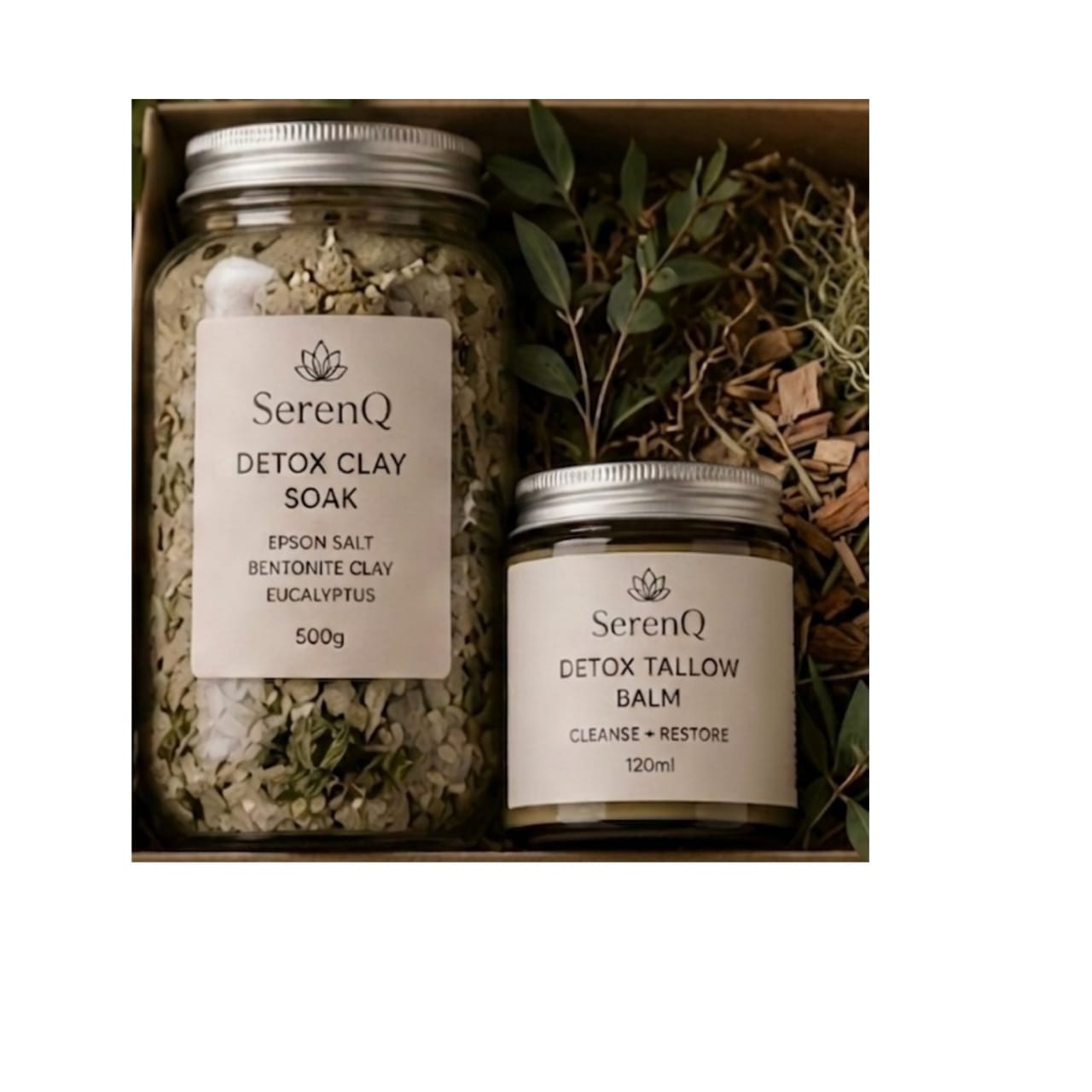 SerenQ Detox Ritual Box — Detox Clay Soak & Detox Tallow Balm