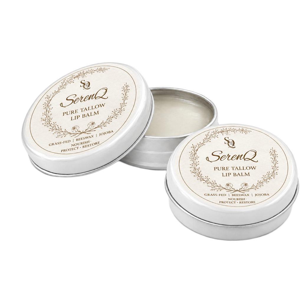 SerenQ Tallow Lip Balm | Natural Handmade Lip Balm | Set of 2