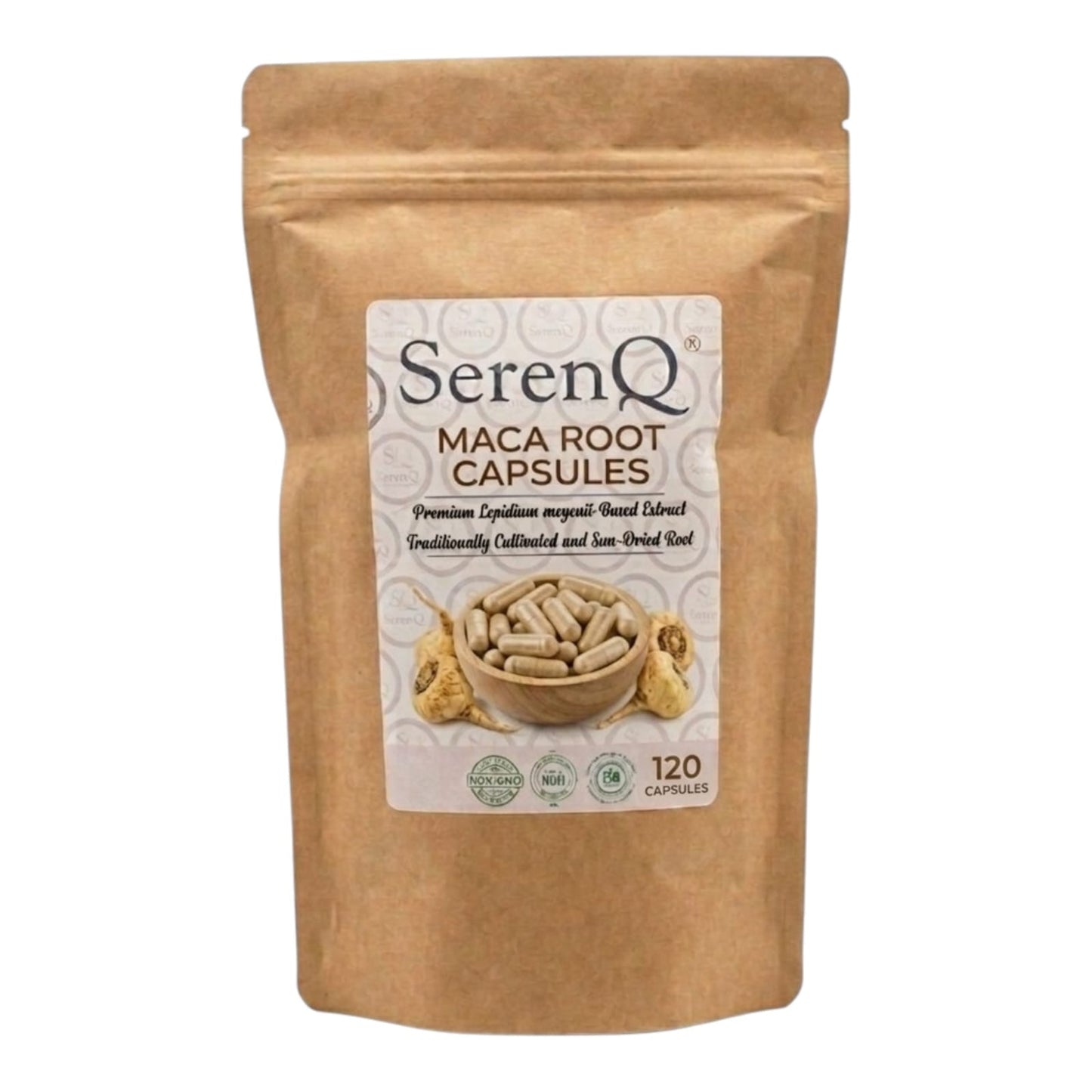 SerenQ Maca Root Capsules | Premium Adaptogen for Energy, Hormonal Balance & Vitality (120 Capsules)