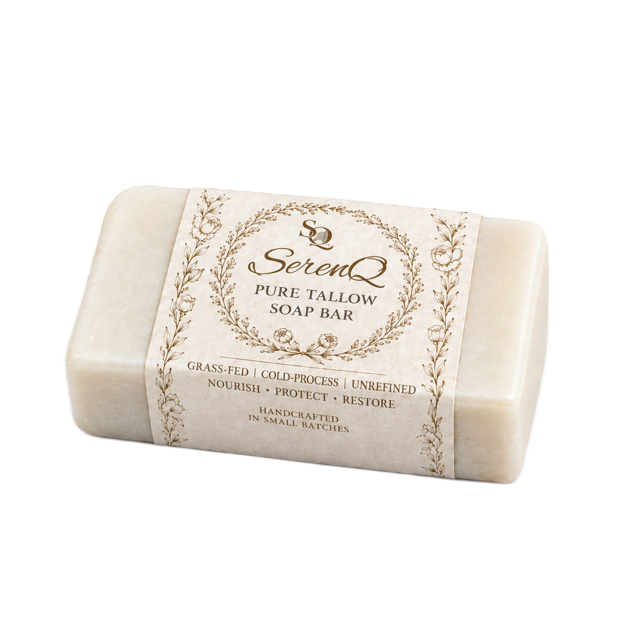 SerenQ Grass-Fed Tallow Soap Bar | Natural Cold-Process Soap | Set of 2