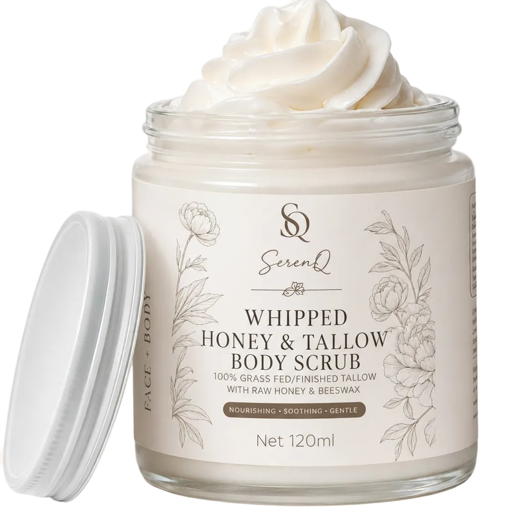 SerenQ Whipped Honey & Tallow Body Scrub – 120ml