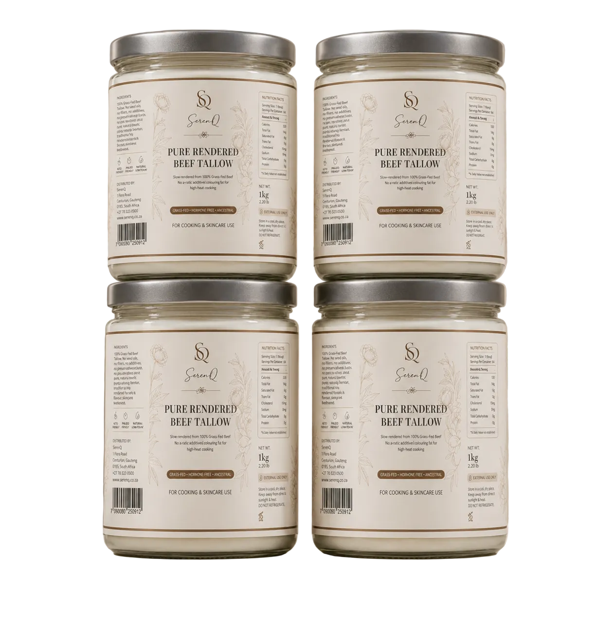 SerenQ Pure Rendered Beef Tallow – Four Pack