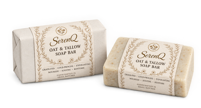 SerenQ Oat & Honey Soap Bar | Natural Handmade Soap | Set of 2