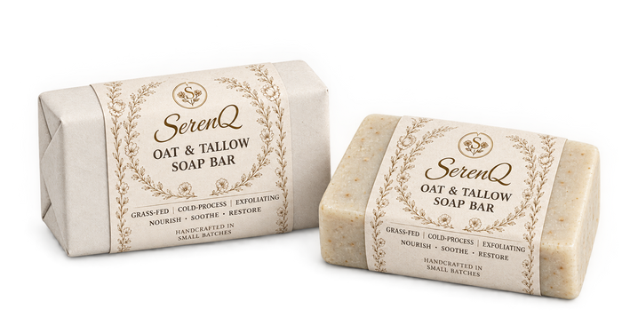SerenQ Oat & Honey Soap Bar | Natural Handmade Soap | Set of 2