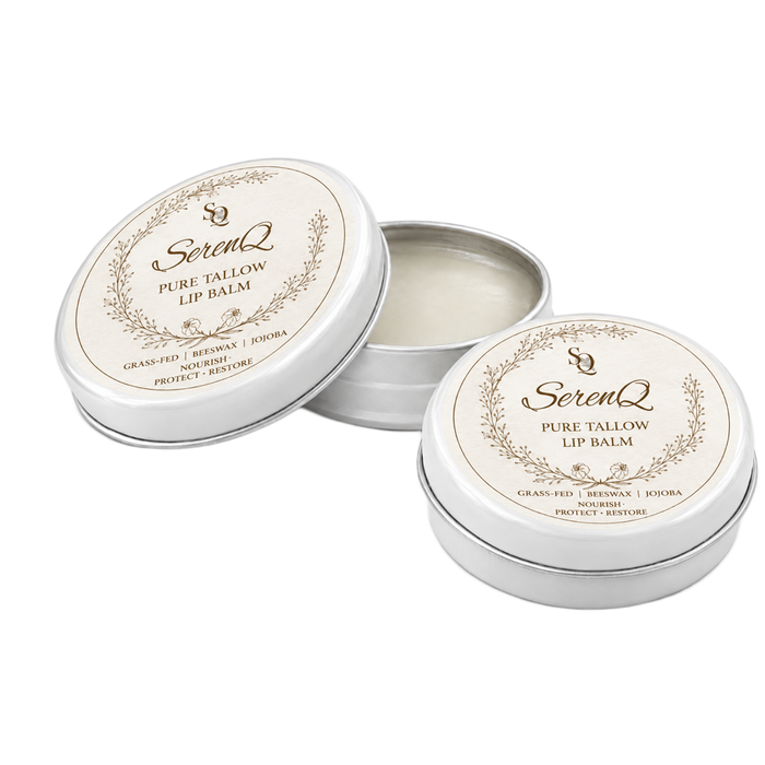 SerenQ Tallow Lip Balm | Natural Handmade Lip Balm | Set of 2