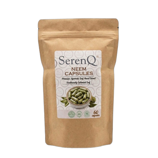 SerenQ Neem Capsules | Premium Ayurvedic Leaf Extract for Skin, Immunity & Detox (60 Capsules)