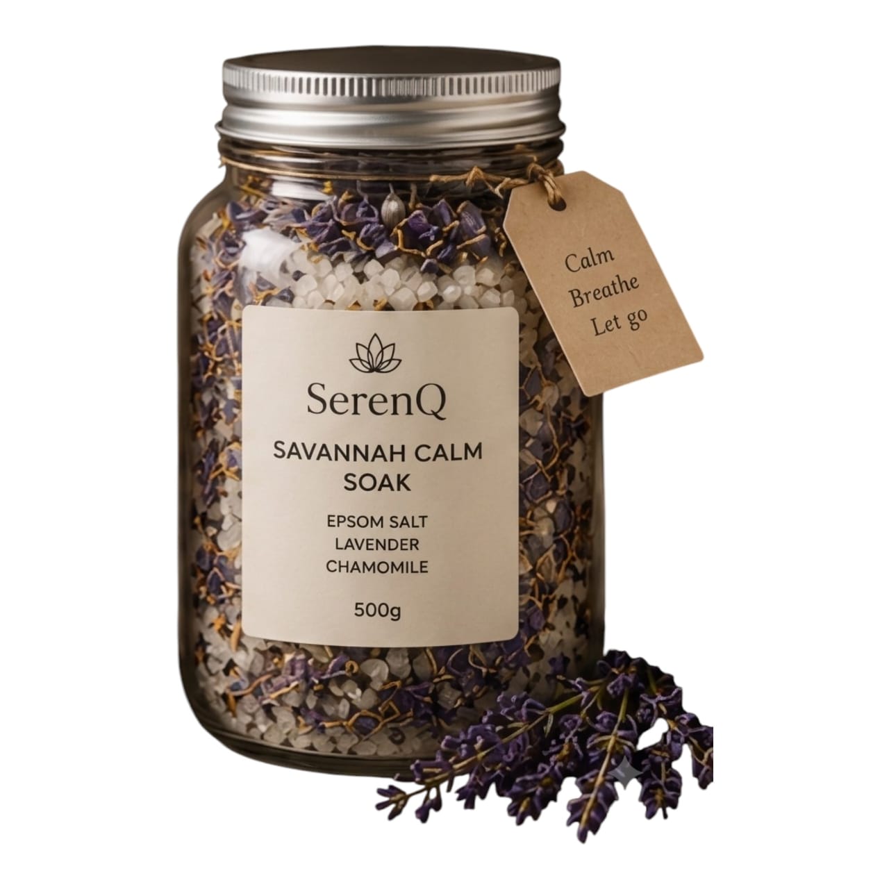 SerenQ Savannah Calm Soak 500g — Epsom Salt, Lavender & Chamomile