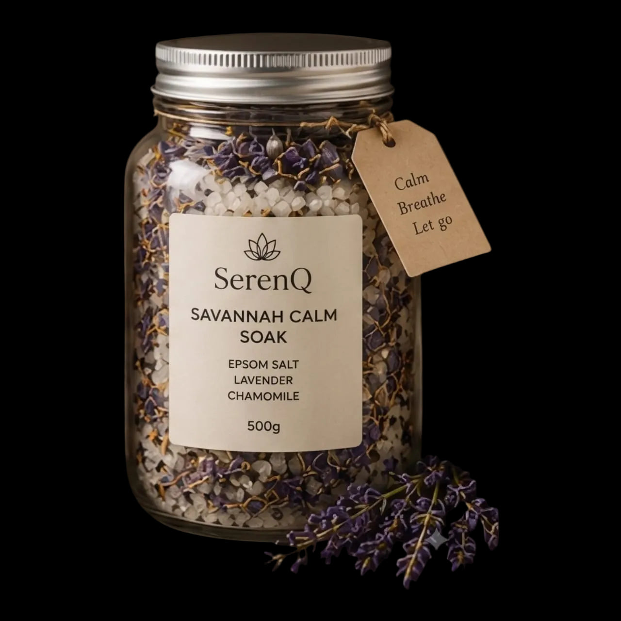 SerenQ Savannah Calm Soak 500g — Epsom Salt, Lavender & Chamomile
