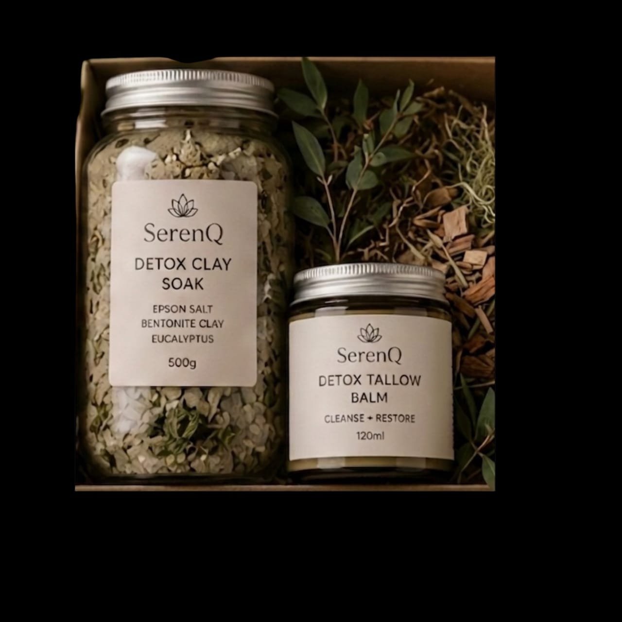 SerenQ Detox Ritual Box — Detox Clay Soak & Detox Tallow Balm