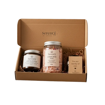 SerenQ Self-Care Ritual Box — Pure Tallow Balm & Desert Rose Soak SerenQ