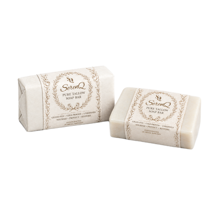 SerenQ Grass-Fed Tallow Soap Bar | Natural Cold-Process Soap | Set of 2
