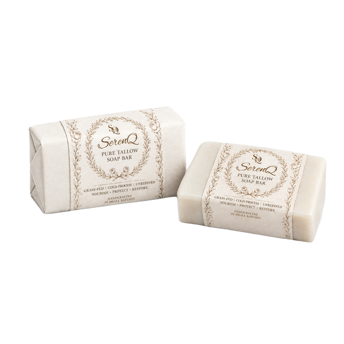 SerenQ Grass-Fed Tallow Soap Bar | Natural Cold-Process Soap | Set of 2
