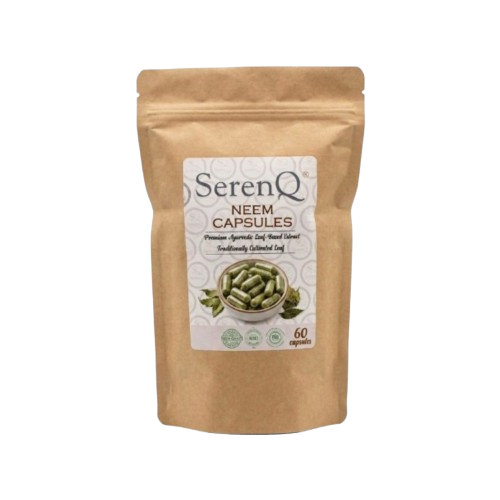SerenQ Neem Capsules | Premium Ayurvedic Leaf Extract for Skin, Immunity & Detox (60 Capsules)