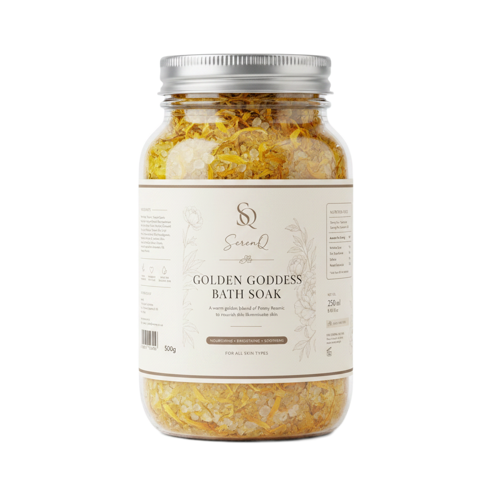 SerenQ Golden Goddess Bath Soak – Turmeric & Calendula Glow Ritual, 500g