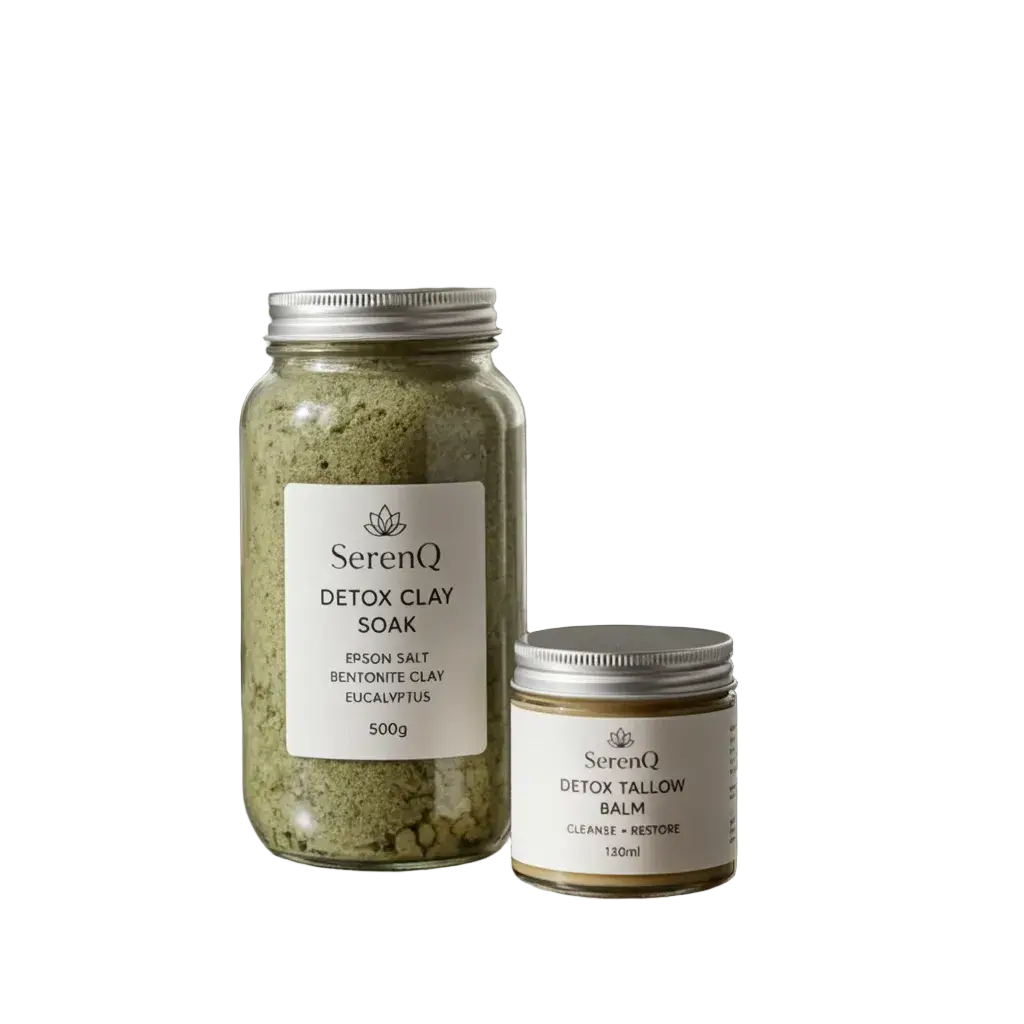 SerenQ Ritual Box — Clay Bath Soak & Tallow Balm gift set