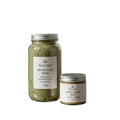SerenQ Ritual Box — Clay Bath Soak & Tallow Balm gift set