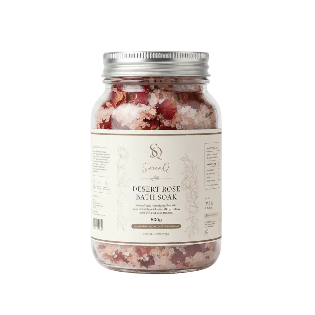 SerenQ Desert Rose Bath Soak – Himalayan Salt & Rose Ritual, 500g
