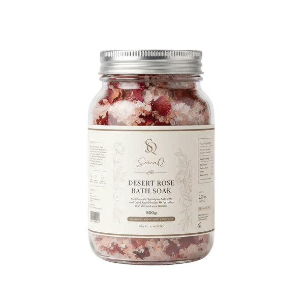 SerenQ Desert Rose Bath Soak – Himalayan Salt & Rose Ritual, 500g