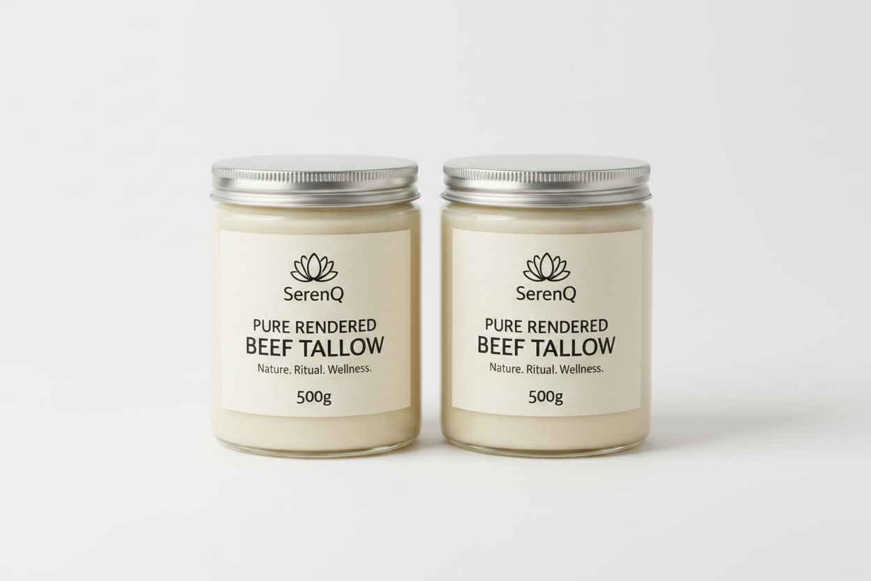 SerenQ Pure Rendered Beef Tallow 500g – Two Jars Side by Side