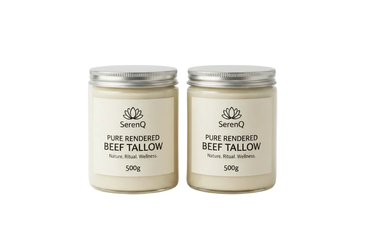 SerenQ Pure Rendered Beef Tallow 500g – Two Jars Side by Side