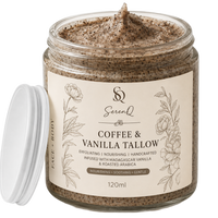 SerenQ Coffee & Vanilla Tallow Body Scrub – 120ml